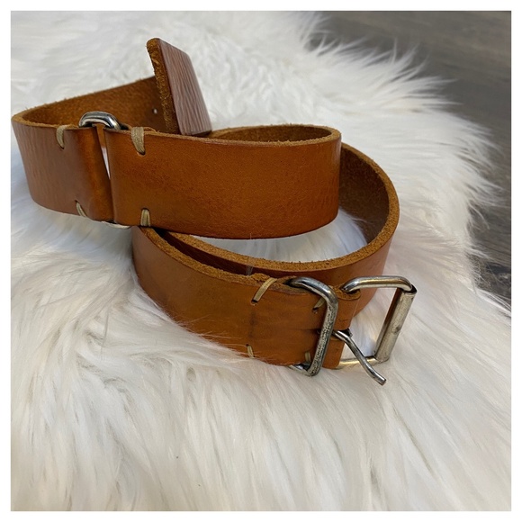 GAP Accessories - Gap Tan Leather Adjustable Belt With Ring Detail